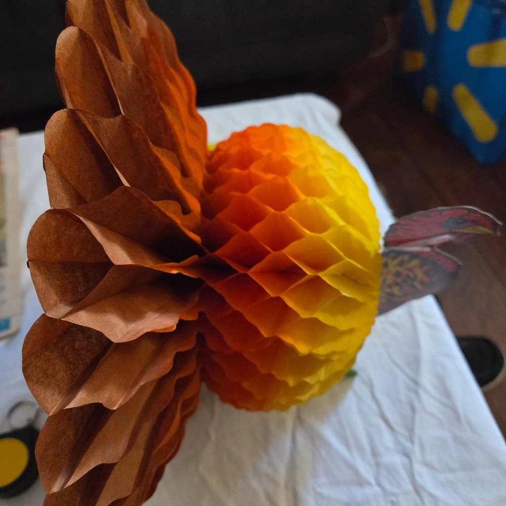Vintage Thanksgiving Turkey Honeycomb Decoration table 2 Piece Set‎